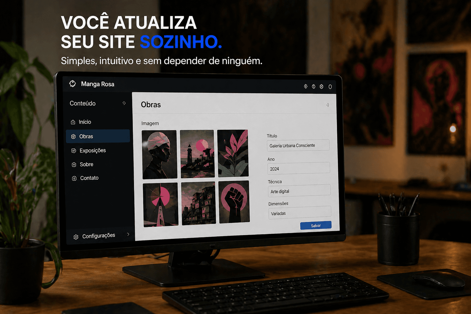 Painel de administracao para atualizar conteudo