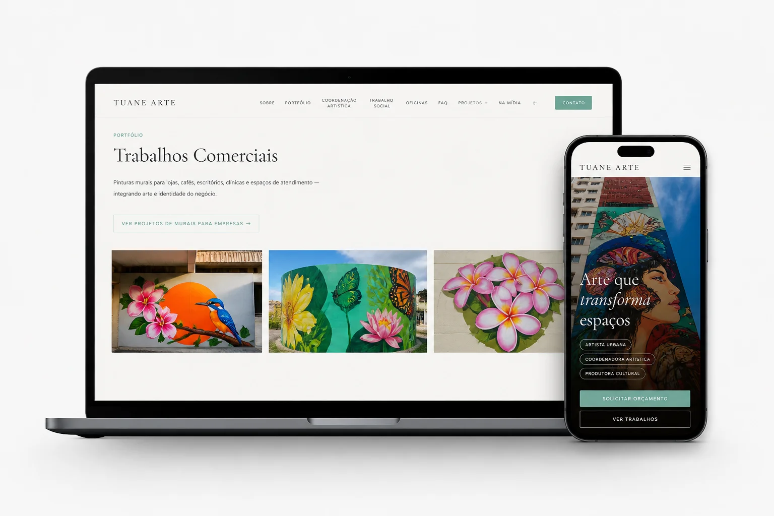 Site Tuane Arte — mockup desktop